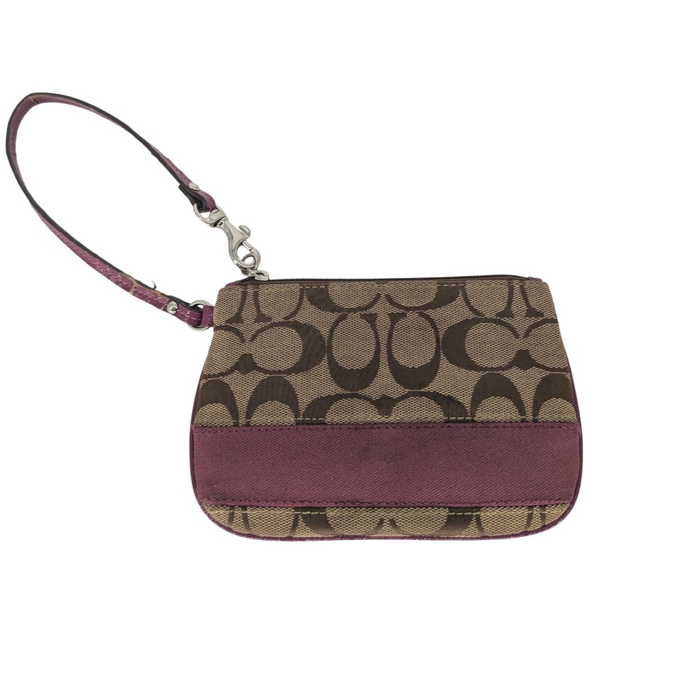 Coach Signature C Wristlet SM Brown Purple Monogram Canvas Mini Bag Y2K Preppy